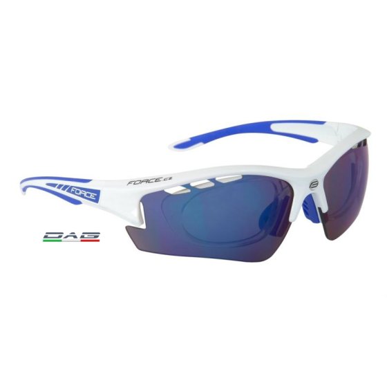 Force Occhiali Ride Pro Bianco Blu 3 Lenti con Clip Vista